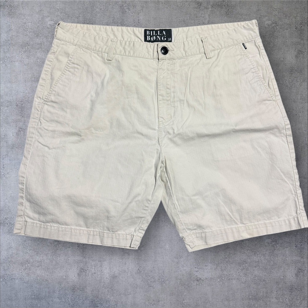 Billabong Men's Shorts Khaki Canvas Size 38 100% Cotton Style Surf